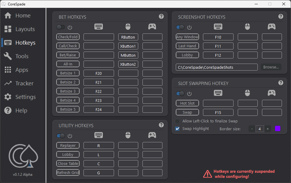 CoreSpade Hotkeys